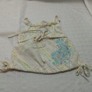 Summer camisole or bloomers for baby girls with floral embroidery, pastel stripe